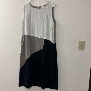 For cynthia Womens Linen Blend Color block Sleeveless Midi Dress Neutrals Medium